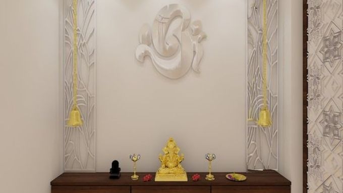 Pooja room designs with cement for your new flat