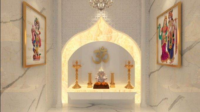 White marble Pooja room designs