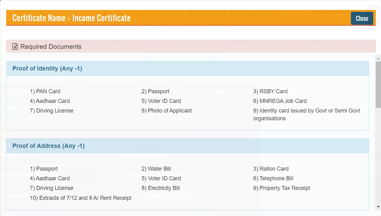 Income Certificate Apply Online Marathi