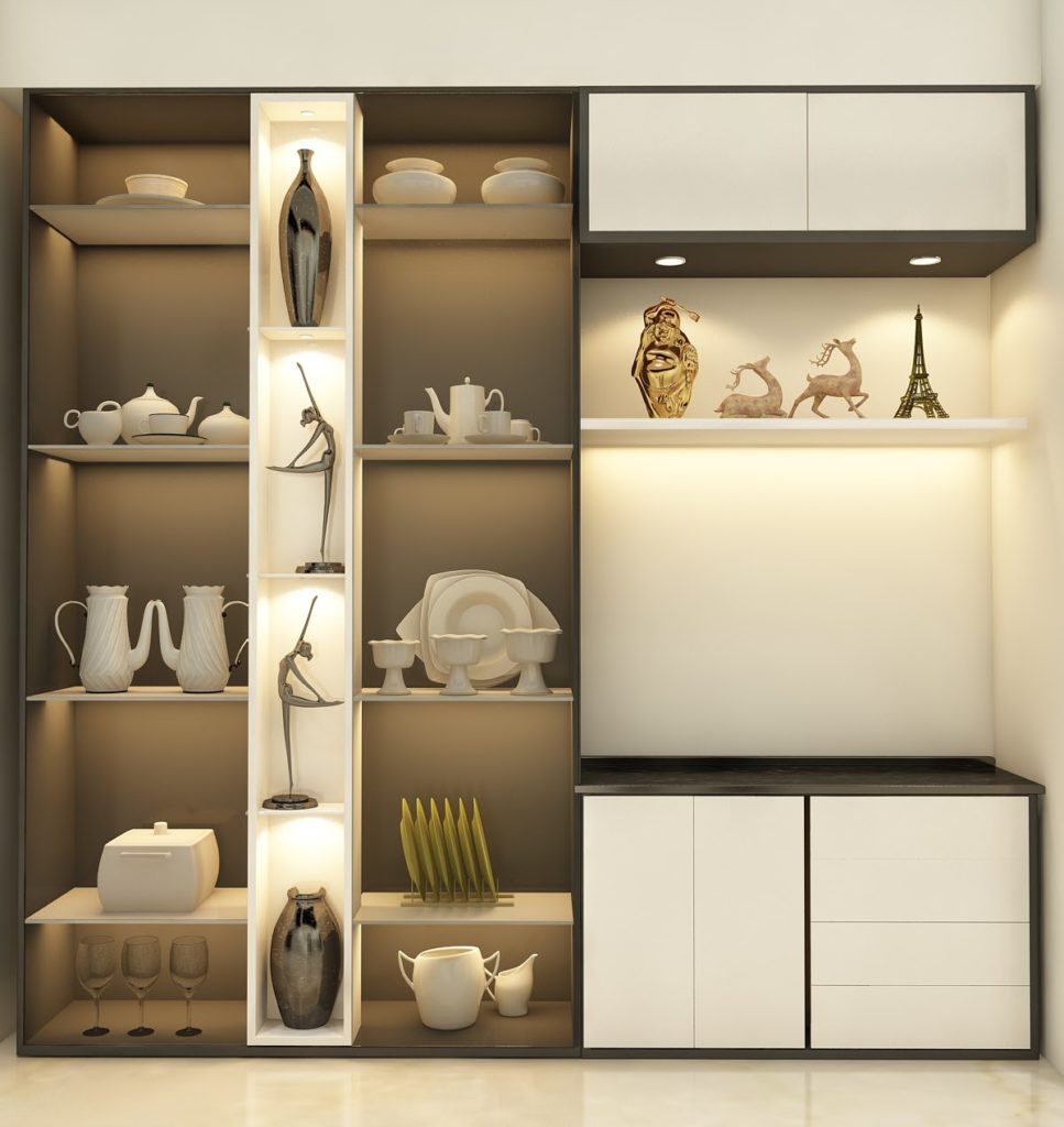 25 Stunning Crockery Unit Design For Your Kitchen Dining Room