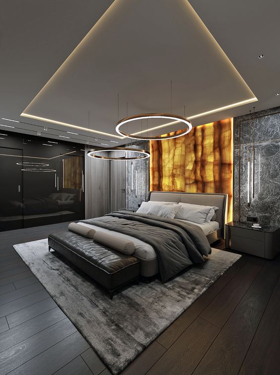 Backlit wall panels for bedroom