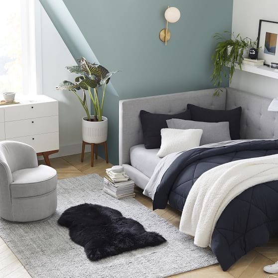 Grey corner double bed