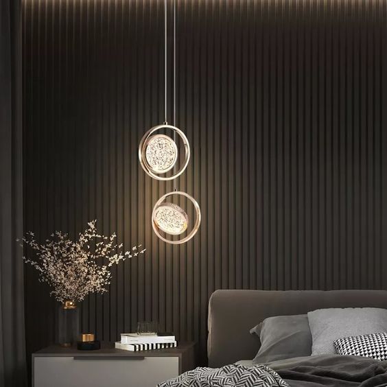 Hanging pendant lights in bedroom