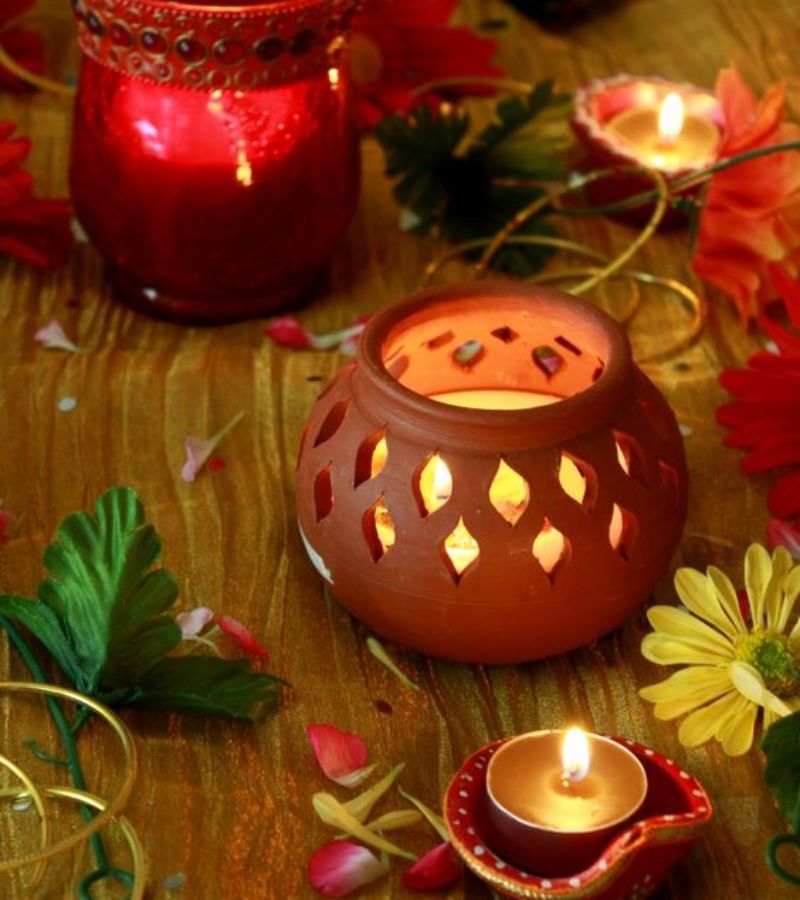 Torches or tiki lights for terrace decoration