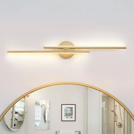 slim fit dress slacks Simplicity Streamlined Vanity Light Fixture Metal Dressing Table LED Wall  Lighting in Black/Gold