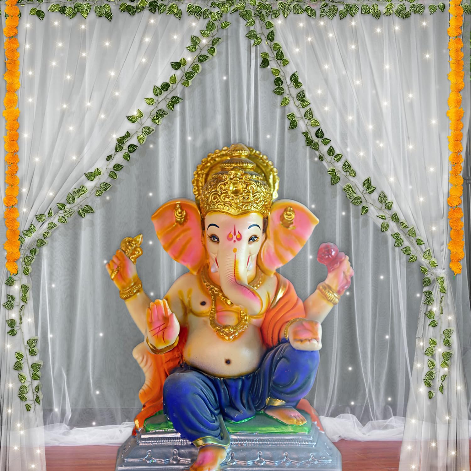 ganpati decoration ideas for home peacock