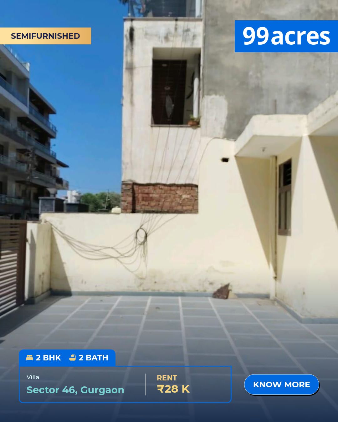 2 BHK / Bedroom House / Villa for rent in Sector 46 Gurgaon - 1500 Sqft