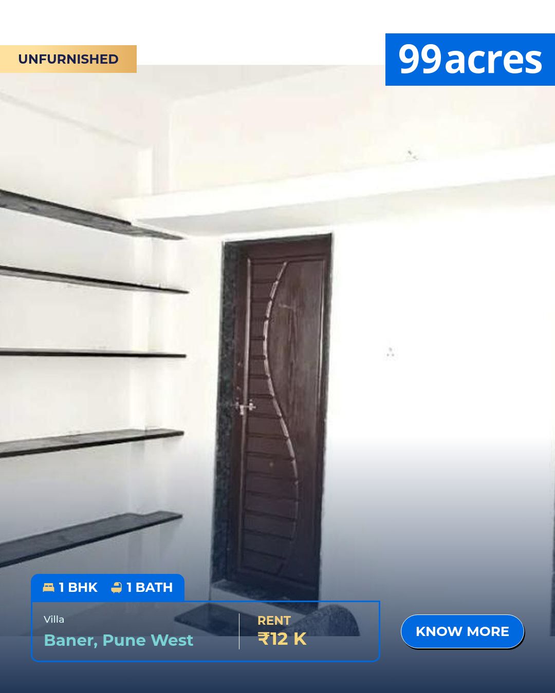 Power Post Rental 1 BHK / Bedroom House / Villa for rent in Baner Pune - 600 Sqft