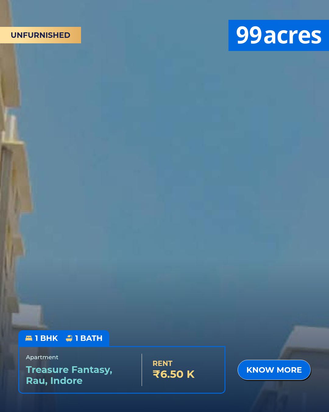 Fantasy Inorei 1 BHK / Bedroom Apartment / Flat for rent in Treasure Fantasy Rau ...