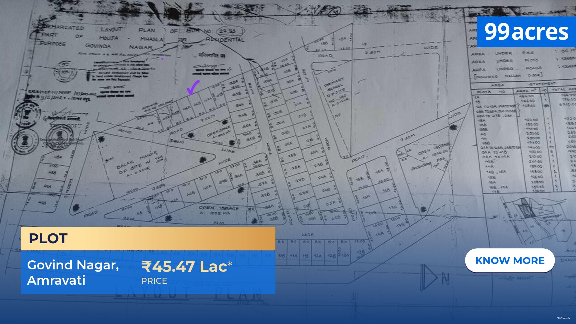 Residential land / Plot for sale in Govind Nagar Amravati - 153 Sqyd