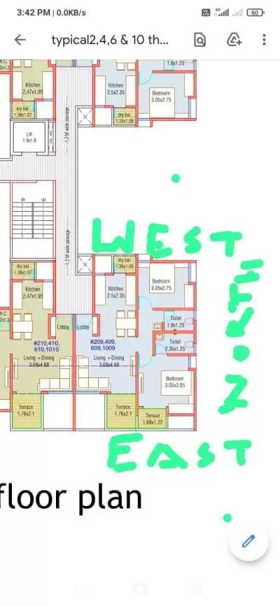 942 sq ft 3 BHK Floor Plan Image - Conceptts Flat I Available for sale 