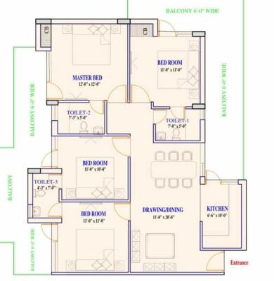 4 BHK Apartment / Flat for sale in Sector 73 Faridabad - 1600 Sq. Ft ...