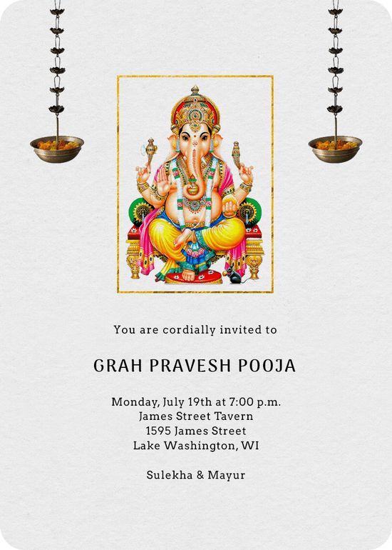 Griha Pravesh Housewarming Invitation Card Messages Wording Ideas
