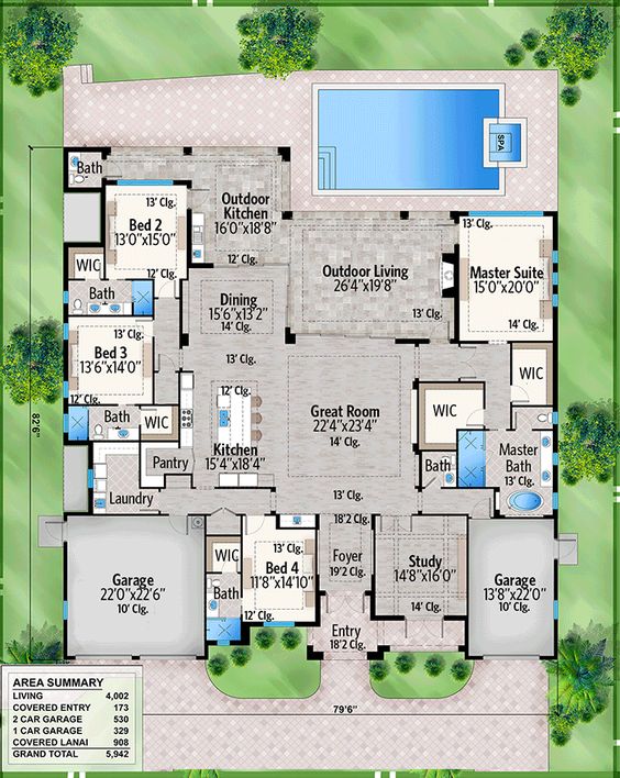 Affordable 4 Bedroom House Plans Pool Fully Furnished | Rented | Pool