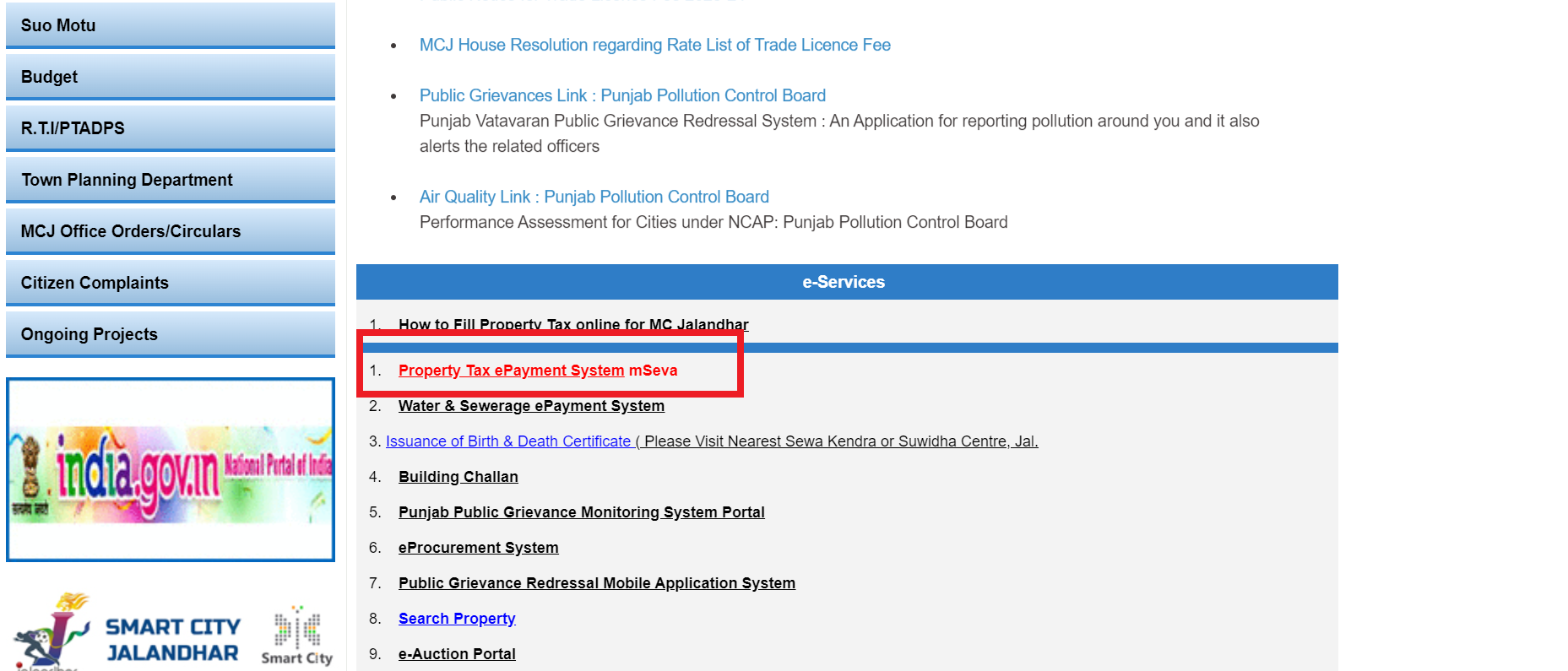 Property Tax Jalandhar Online Payment, Tax Rates