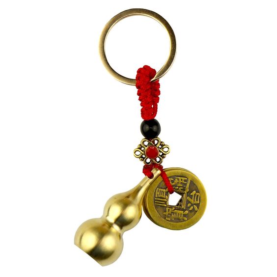 Monete Feng Shui In Ottone Con Zucca Calabash Per Portafortuna E Sicurezza, Portachiavi Per Auto E Casa