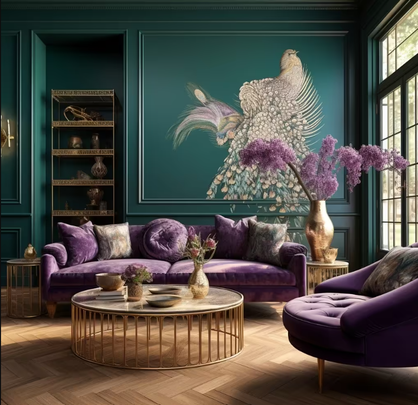 40+ Peacock Green Colour Combination for Walls Living Room, Bedroom